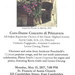 Coro Dante Sings at St. Francis of Assisi Monday, May 15, at 7 pm