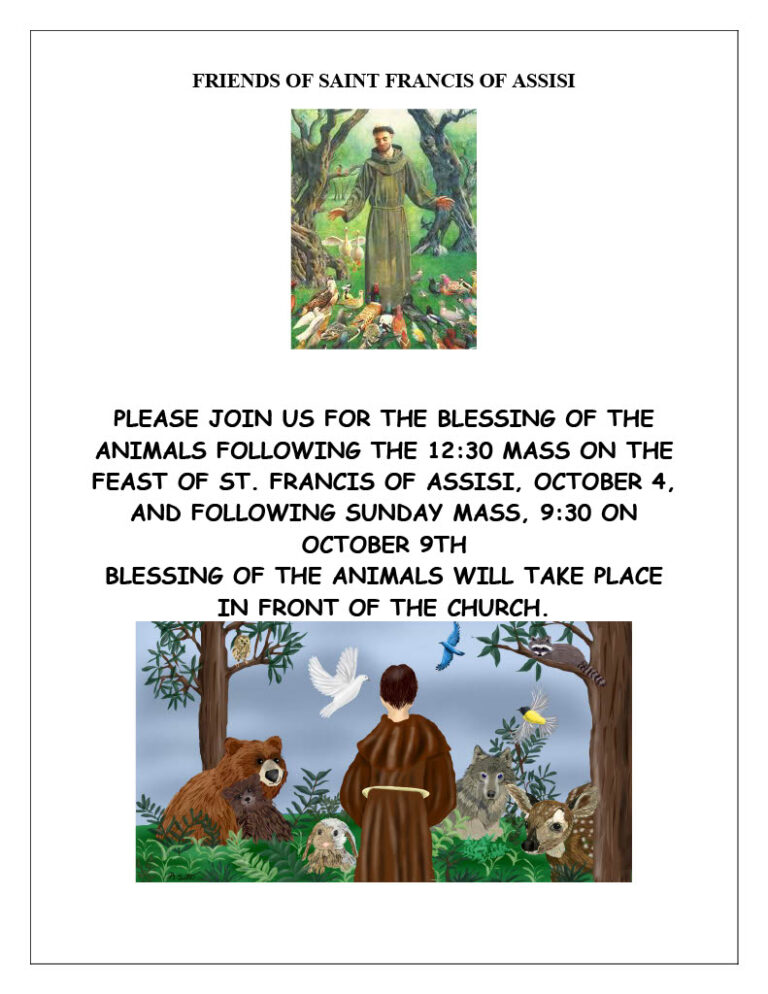 BLESSING OF THE ANIMALS FOR FEAST OF SAINT FRANCIS OF ASSISI St